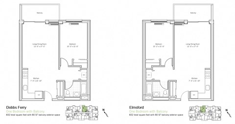 Floor plan for 1 bed, 1 bath, 802 sqft