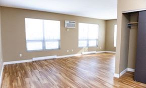 Fargo apartment for rent - a living room with a hard wood floor and windows