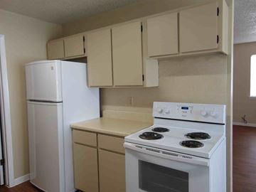 Marble Falls apartment for rent - a kitchen with a stove and a refrigerator