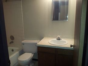 Marble Falls apartment for rent - a bathroom with a toilet and a sink and a tub