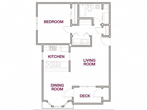 Floor plan for 1 bed, 1 bath, 800 sqft