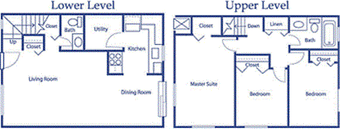 Floor plan for 3 beds, 1.5 baths, 1125 sqft