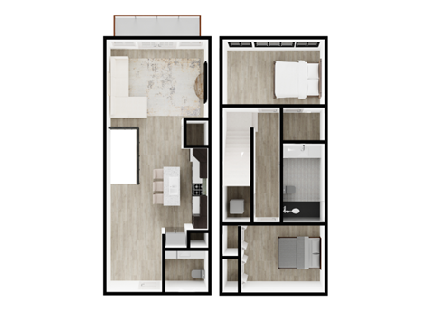 Floor plan for 2 beds, 1.5 baths, 1168 sqft