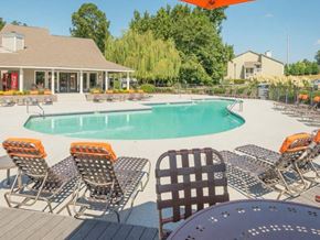 Augusta apartment for rent - a swimming pool with chairs around it and a house in the background