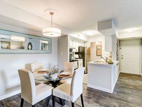 Augusta apartment for rent - a dining room and kitchen with a table and chairs