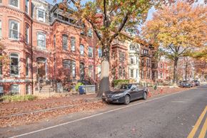 Washington apartment for rent - A tree with fallen leaves is in front of a parked car on a street.