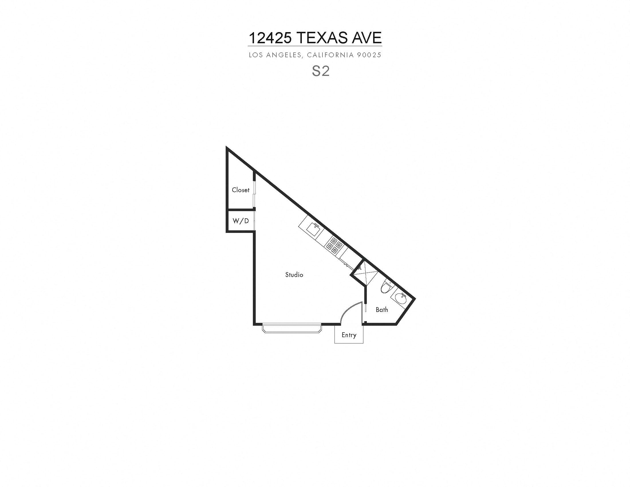 Floor plan for studio, 1 bath, 366 sqft