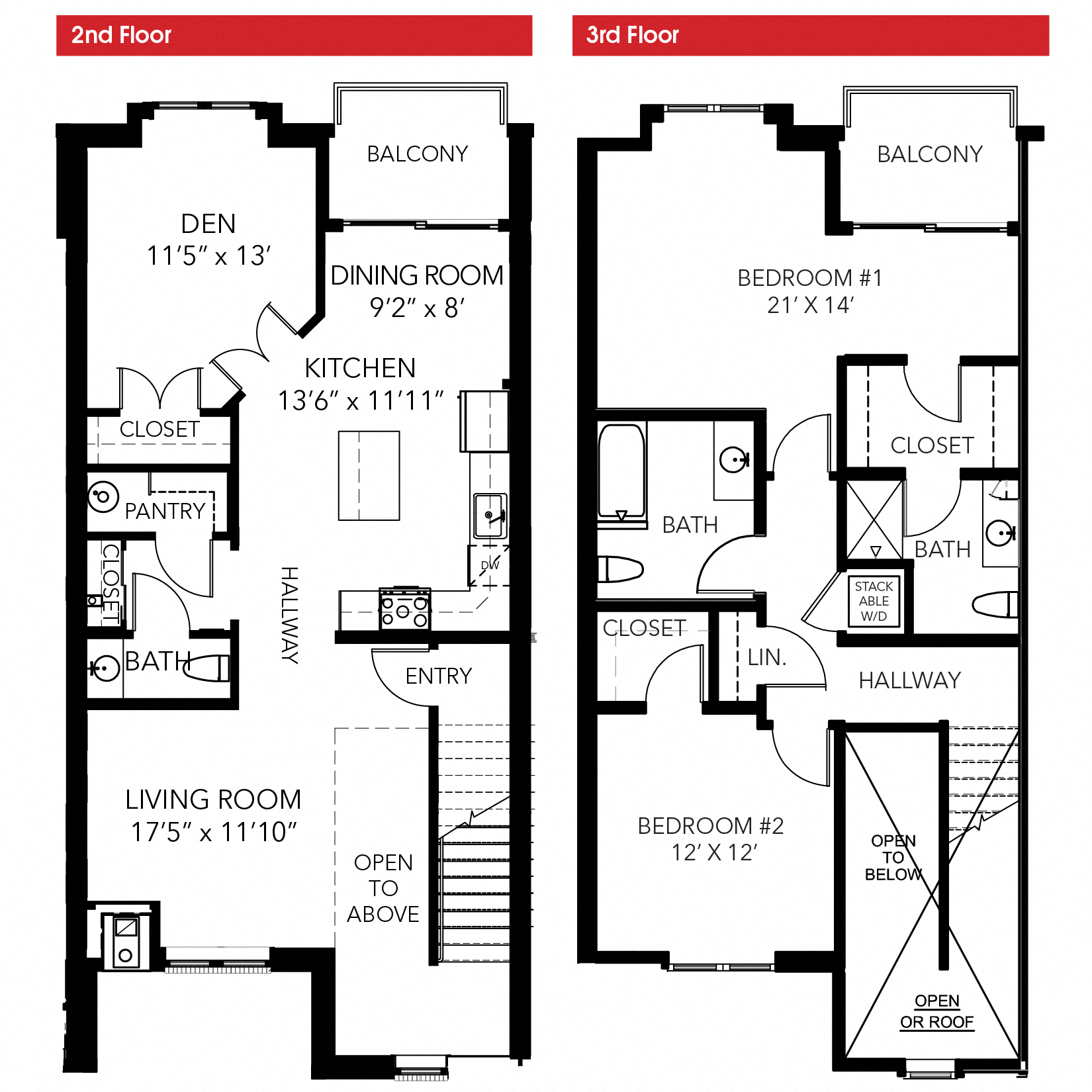 Floor plan for 3 beds, 2.5 baths, 1700 sqft