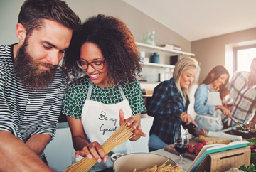 Decatur apartment for rent - a group of people in a kitchen preparing food