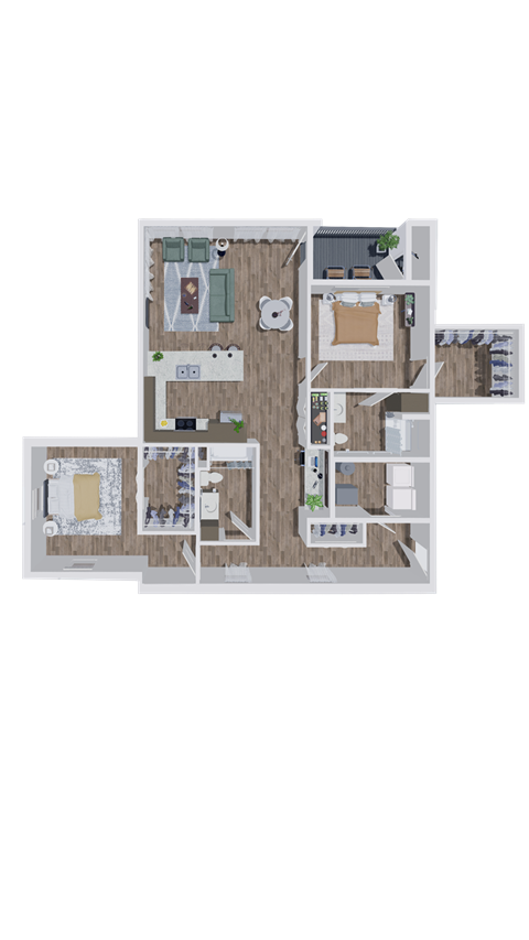 Floor plan for 2 beds, 2 baths, 1413 sqft
