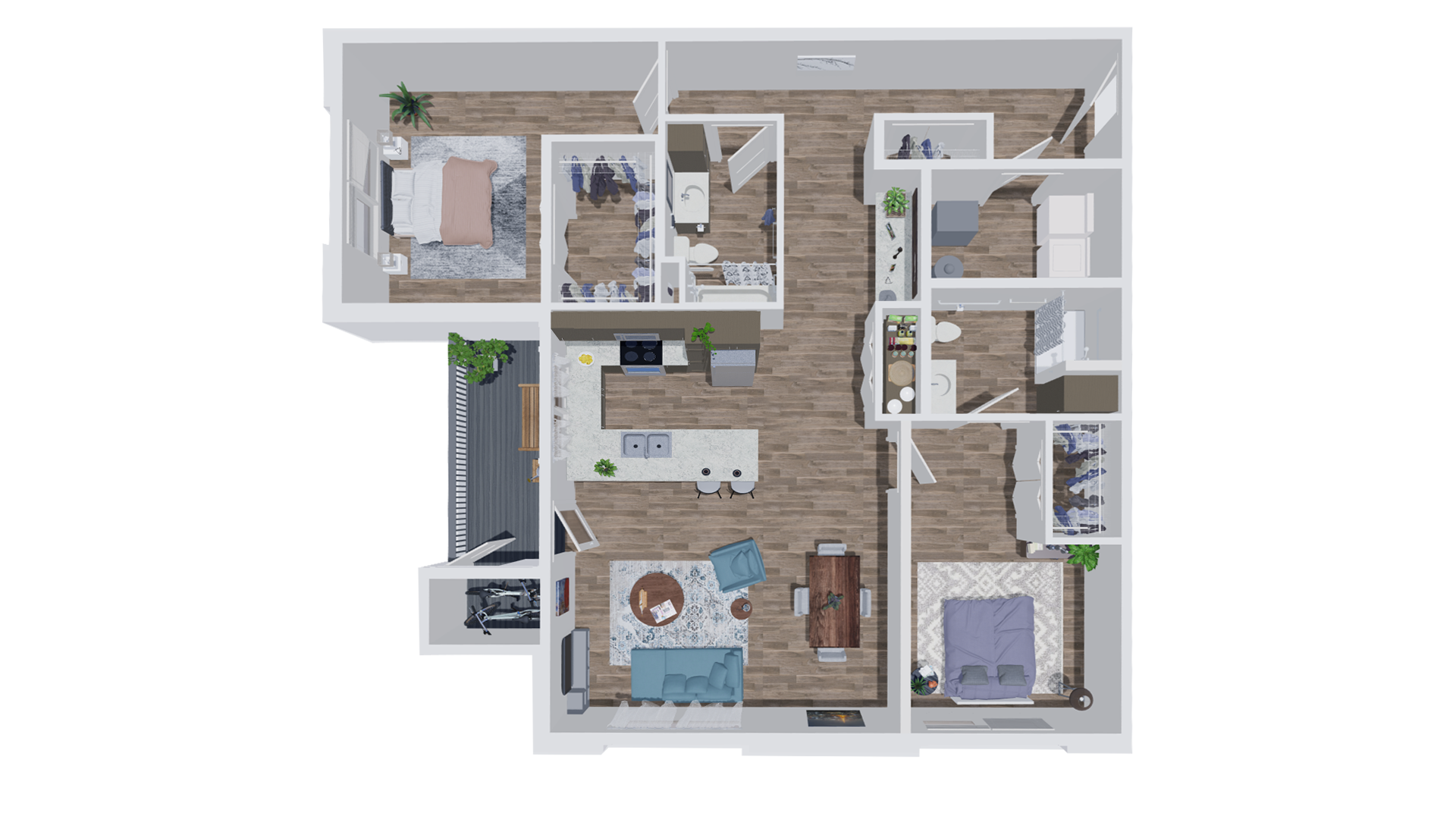 Floor plan for 2 beds, 2 baths, 1434 sqft