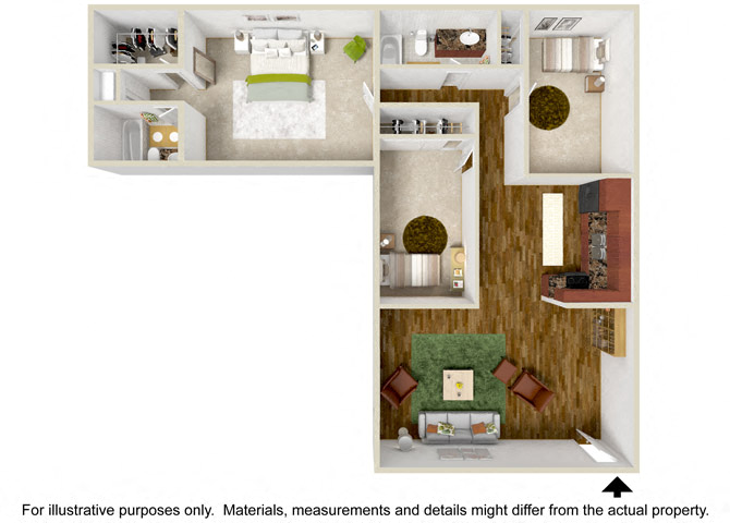 Floor plan for 3 beds, 1.5 baths, 1450 sqft