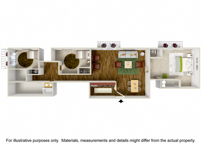 Floor plan for 3 beds, 2.5 baths, 1400 sqft
