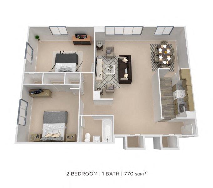 Floor plan for 2 beds, 1 bath, 1815 sqft