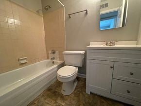 Louisville house for rent - a bathroom with a toilet and a tub and a sink