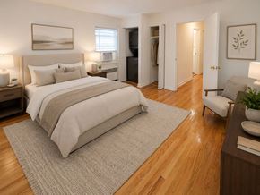 Westfield apartment for rent - A bedroom with a large bed and a chair.