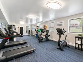 Bellmawr apartment for rent - A gym with treadmills, exercise bikes, and other equipment.