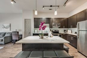 Plano house for rent - a kitchen and living room with a white counter top