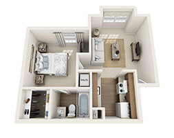 Floor plan for 1 bed, 1 bath, 471 sqft