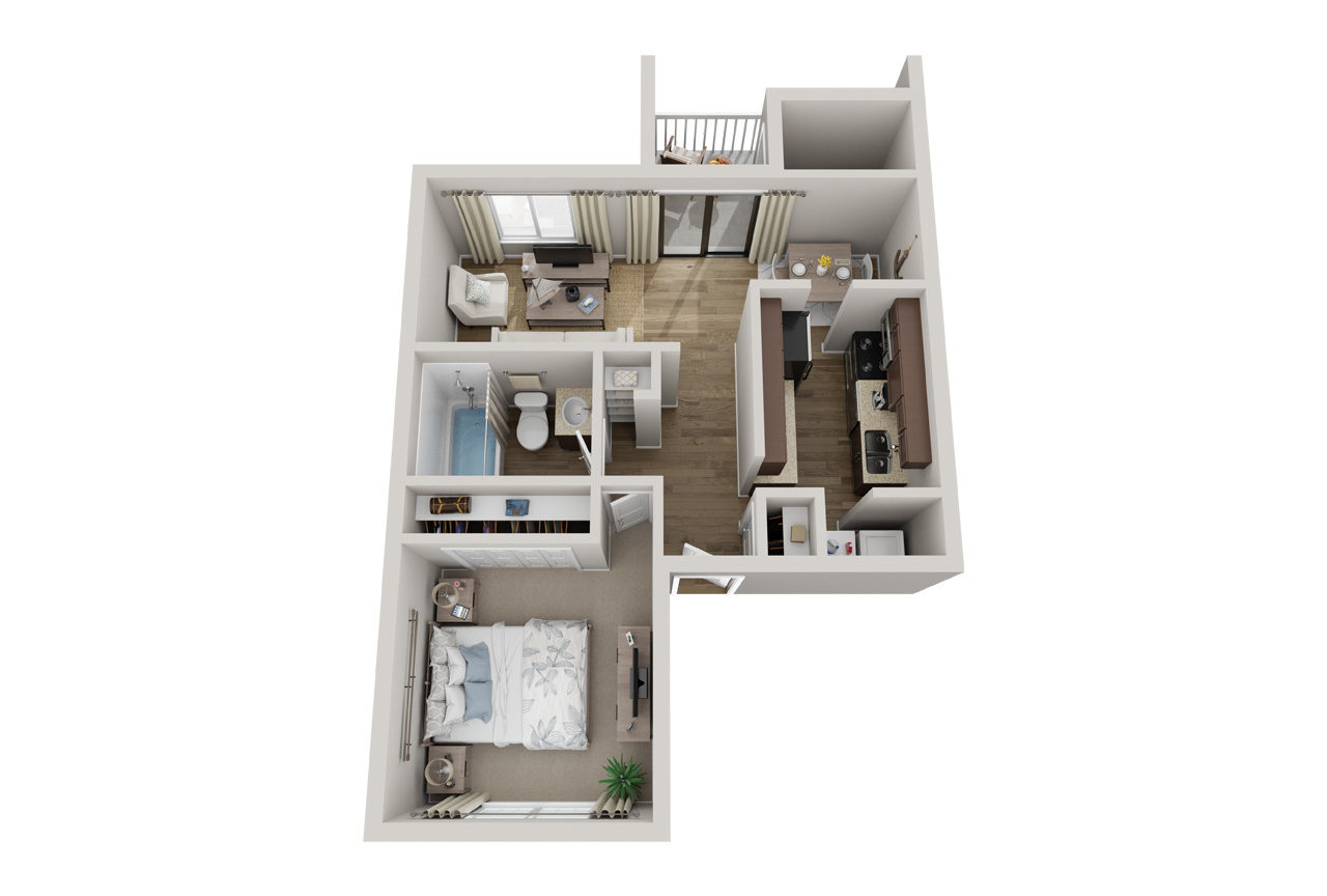 Floor plan for 1 bed, 1 bath, 850 sqft