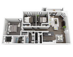 Floor plan for 3 beds, 2 baths, 1250 sqft