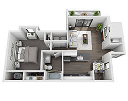 Floor plan for 1 bed, 1 bath, 650 sqft