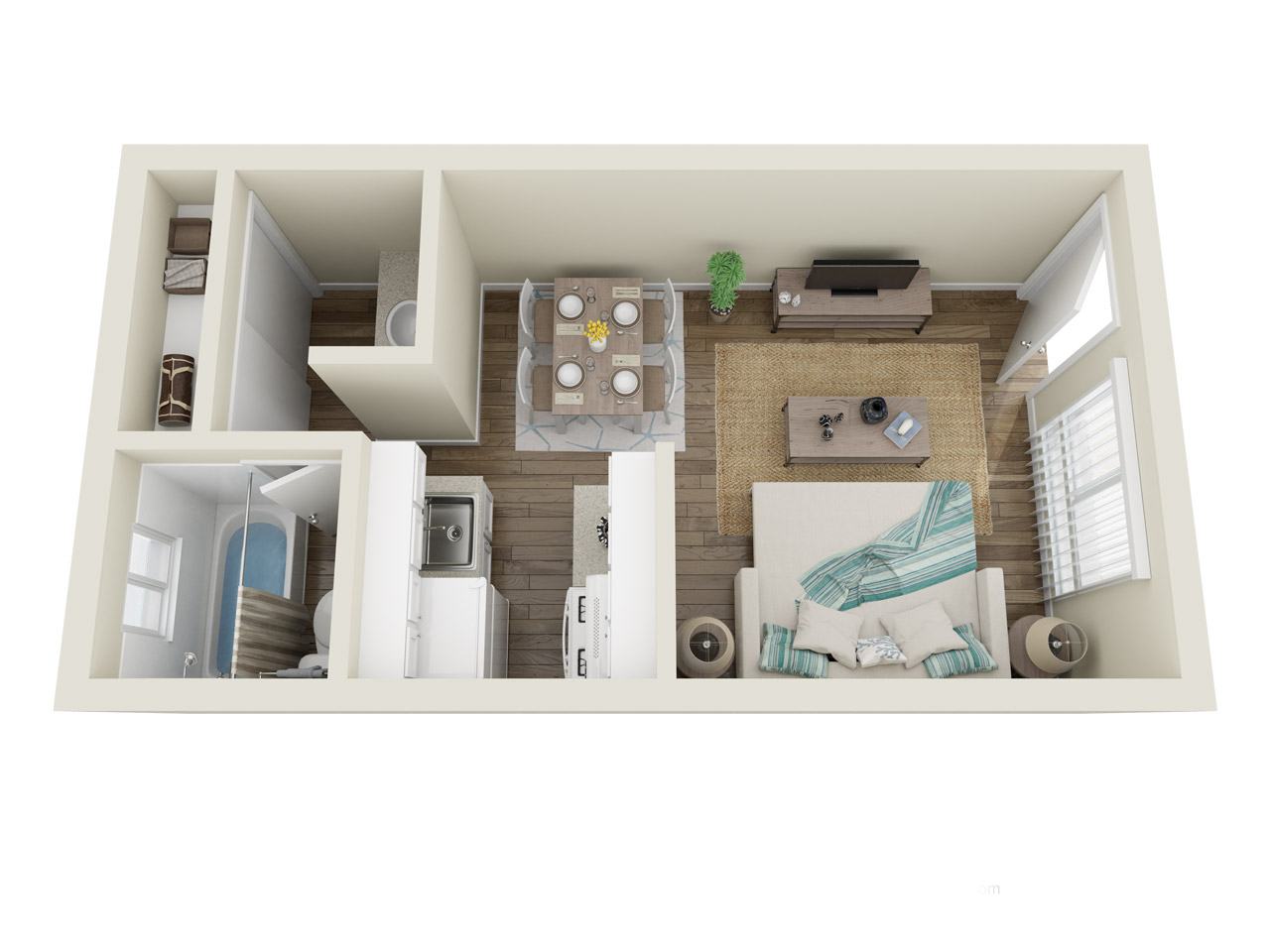 Floor plan for studio, 1 bath, 330 sqft