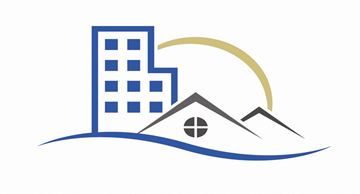 Logan apartment for rent - A logo featuring a building and a house with a sun in the background.