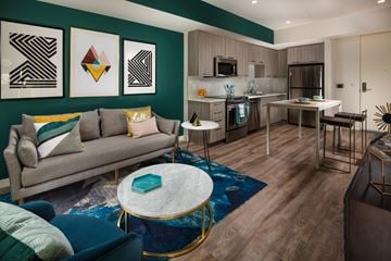 Los Angeles apartment for rent - a living room with a couch and a table