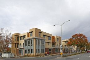 Palo Alto apartment for rent - a large building on the corner of a city street