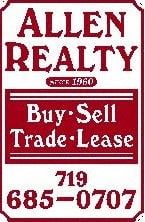 Fountain apartment for rent - A red and white sign for Allen Realty.