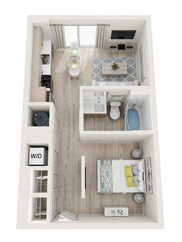 Floor plan for studio, 1 bath, 464 sqft