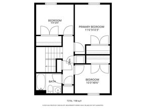Jacksonville house for rent - A black and white image of a floor plan for a home with three bedrooms.