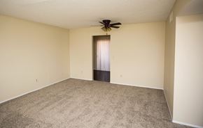 Amarillo apartment for rent - an empty living room with carpet and a ceiling fan
