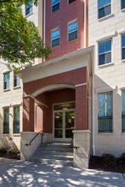 Newark apartment for rent - the front of a brick building with a door