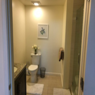 Palo Alto apartment for rent - a bathroom with a toilet and a sink and a shower