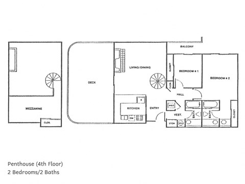 Floor plan for 2 beds, 1 bath, 1451 sqft