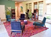 Mullica Hill apartment for rent - a living room with blue chairs and a rug