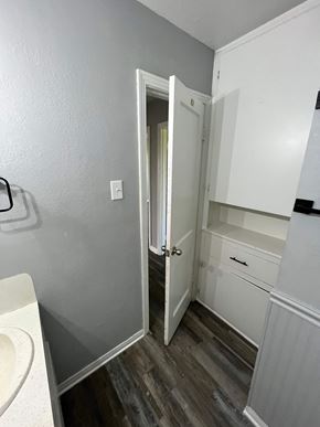 Killeen apartment for rent - A bathroom with a white sink and a white cabinet.