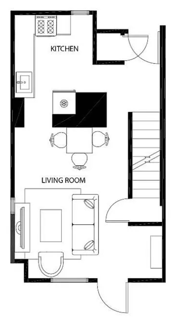 Floor plan for 6 beds, 3 baths, 1800 sqft