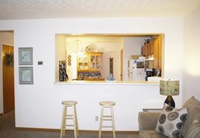 Cleves apartment for rent - a view into the kitchen from the living room