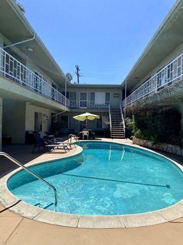 Toluca Lake apartment for rent - the pool is in front of the building