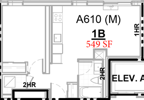 Toronto apartment for rent - the floor plan of a room with a bed and a desk