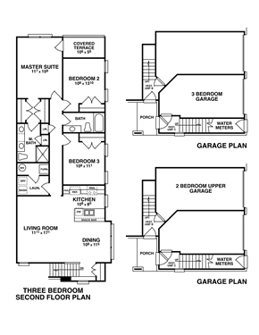 Shelby Township apartment for rent - four different floor plans of a house including a garage floor plan and a three bedroom