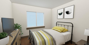 Seattle apartment for rent - a bedroom with a bed and a tv
