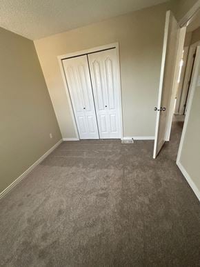 Edmonton house for rent - a bedroom with a carpeted floor and a closet