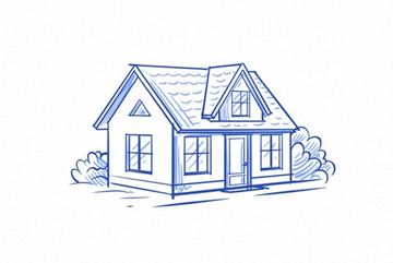 Loveland apartment for rent - A house with a grey roof and a chimney is surrounded by clouds.