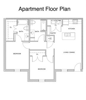 Krum apartment for rent - a floor plan of an apartment with a bedroom and living room