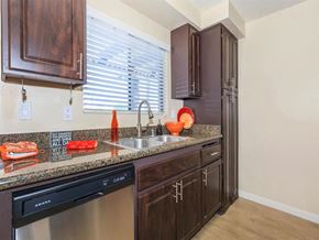Indio apartment for rent - a kitchen with a sink and a dishwasher and a window