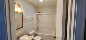 Longview apartment for rent - a bathroom with a shower and a toilet and a sink